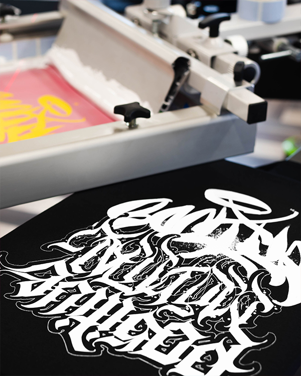 high detail screen printed t shirt design for tattoo artist merchandise