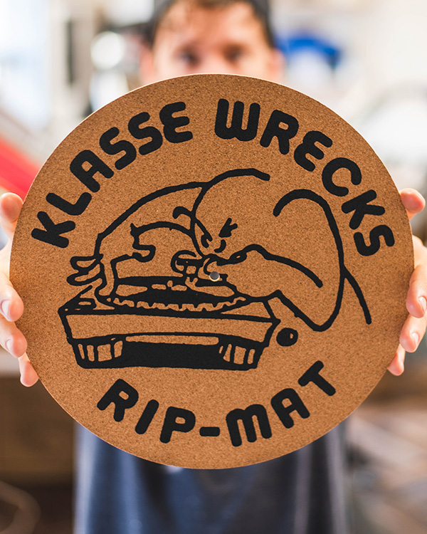 Custom printed cork slipmat for music merchandise and vinyl releases